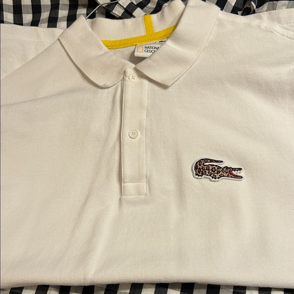 Lacoste x National Geographic Classic White Polo with Logo, M